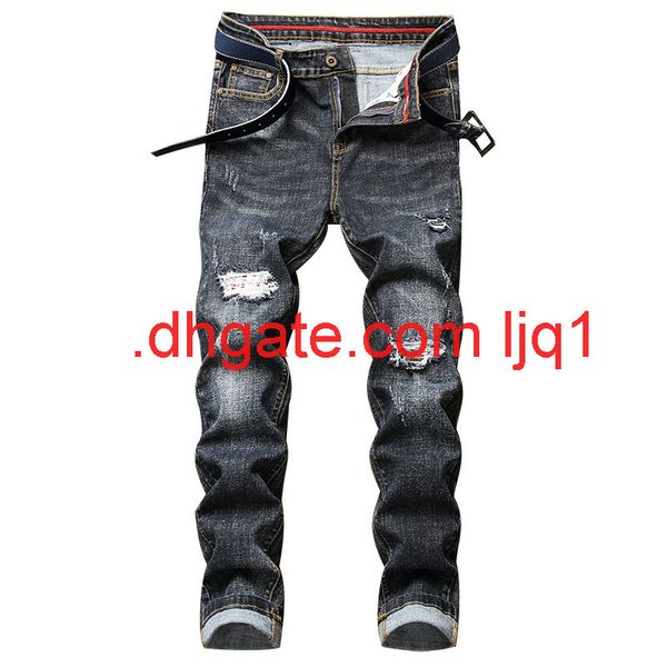 2020 new men's jeans slim straight beggars hole jeans casual personality pants, Blue
2020 new men's jeans slim straight beggars hole jeans casual personality pants, Blue