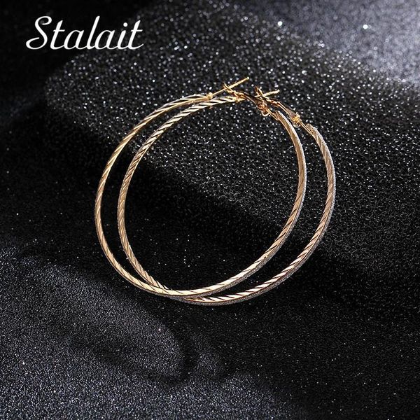 hoop & huggie exquisite jewelry frosted circle earrings for women 60mm hollow gold color girl wedding gift, Golden;silver
hoop & huggie exquisite jewelry frosted circle earrings for women 60mm hollow gold color girl wedding gift, Golden;silver