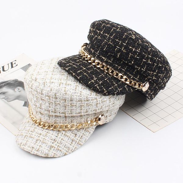 winter women beret hat tweed plaid newsboy hats caps chain flat visor cap vintage plaid cap leisure female hats, Blue;gray
winter women beret hat tweed plaid newsboy hats caps chain flat visor cap vintage plaid cap leisure female hats, Blue;gray