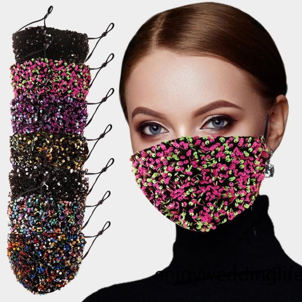 us stock face mask fashion lady salon blingbling paillette sequin designer luxury mask reusable mascarillas protective adjustable rope
us stock face mask fashion lady salon blingbling paillette sequin designer luxury mask reusable mascarillas protective adjustable rope