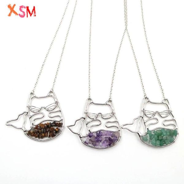 xsm fortune cat pendant necklaces natural amethysts reiki chakra gravel chips stones wire winding handmade cute pendants jewelry, Silver
xsm fortune cat pendant necklaces natural amethysts reiki chakra gravel chips stones wire winding handmade cute pendants jewelry, Silver
