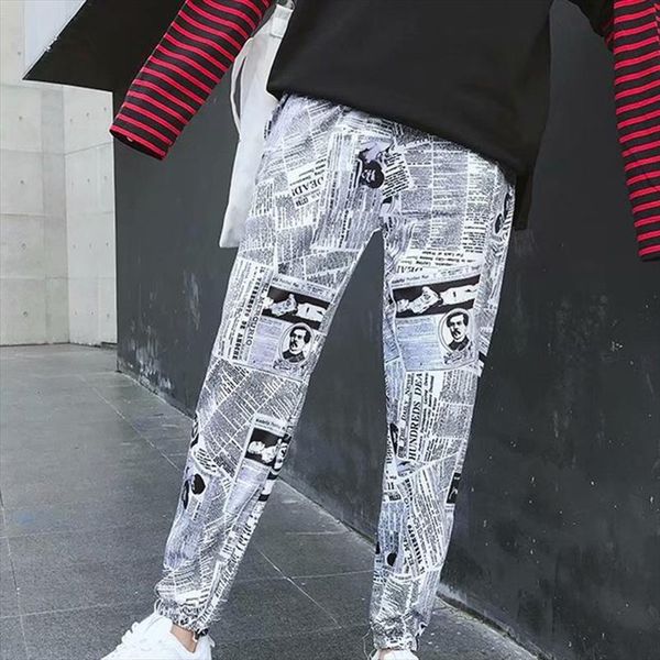 fashion women korean style newspaper print drawstring elastic waist couples hip hop pants drop shipping good quality, Black;white
fashion women korean style newspaper print drawstring elastic waist couples hip hop pants drop shipping good quality, Black;white