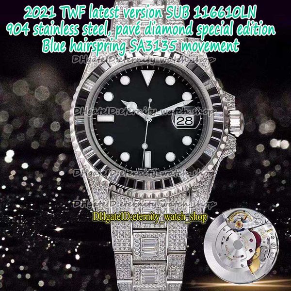 eternity twf pavé diamonds version blue hairspring 904l steel cal.3135 sa3135 automatic black 116610 mens watch diamond iced out watches, Slivery;brown
eternity twf pavé diamonds version blue hairspring 904l steel cal.3135 sa3135 automatic black 116610 mens watch diamond iced out watches, Slivery;brown