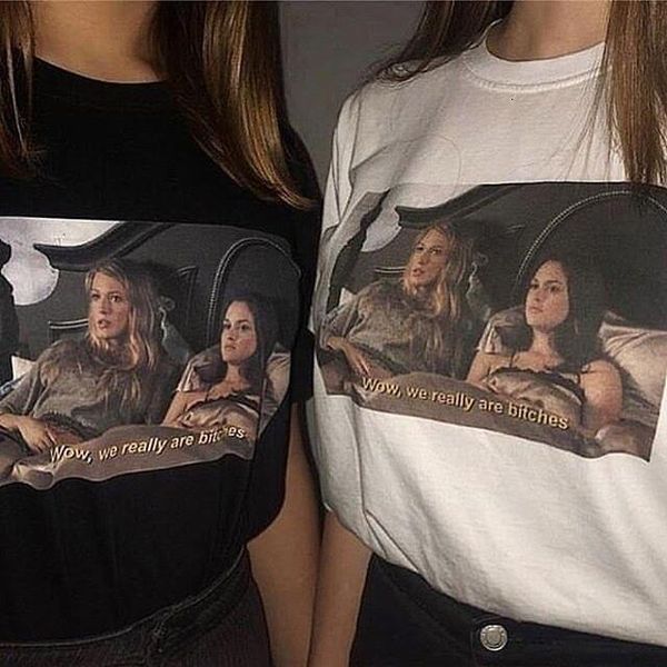 kuakuayu hjn 1 gossip girls tv show girl friend t shirt we really are bitches blair serena funny printed t shirt, White 
kuakuayu hjn 1 gossip girls tv show girl friend t shirt we really are bitches blair serena funny printed t shirt, White