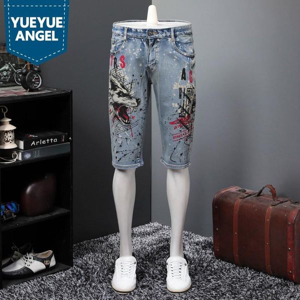 summer animal print denim shorts men casual stretch loose straight knee length jeans fashion vintage pants, Blue
summer animal print denim shorts men casual stretch loose straight knee length jeans fashion vintage pants, Blue