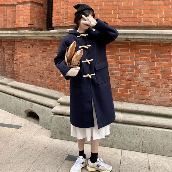 woolen autumn winter high-end gentle wind ox horn button straight tube fashion show thin coat women's middle and p09p, White
woolen autumn winter high-end gentle wind ox horn button straight tube fashion show thin coat women's middle and p09p, White