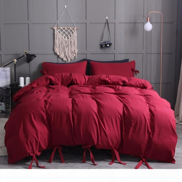 100% quality solid color bedding set 3 pcs light color duvet cover sets with bandage pink, wine red,brown, grey,black cover bed
100% quality solid color bedding set 3 pcs light color duvet cover sets with bandage pink, wine red,brown, grey,black cover bed