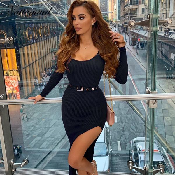 nattemaid autumn knitted dress women high stretch long sleeve sweater midi dress with sashes slim casual winter party1, Black;gray
nattemaid autumn knitted dress women high stretch long sleeve sweater midi dress with sashes slim casual winter party1, Black;gray