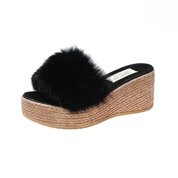 slippers pdep style of ladies fur slides height increasing women wedge sandals, Black
slippers pdep style of ladies fur slides height increasing women wedge sandals, Black