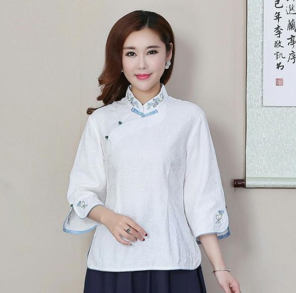 women's blouses & shirts high fashion white floral cotton stand linen women shirt chinese style three quarter blouse size l xl xxl x
women's blouses & shirts high fashion white floral cotton stand linen women shirt chinese style three quarter blouse size l xl xxl x