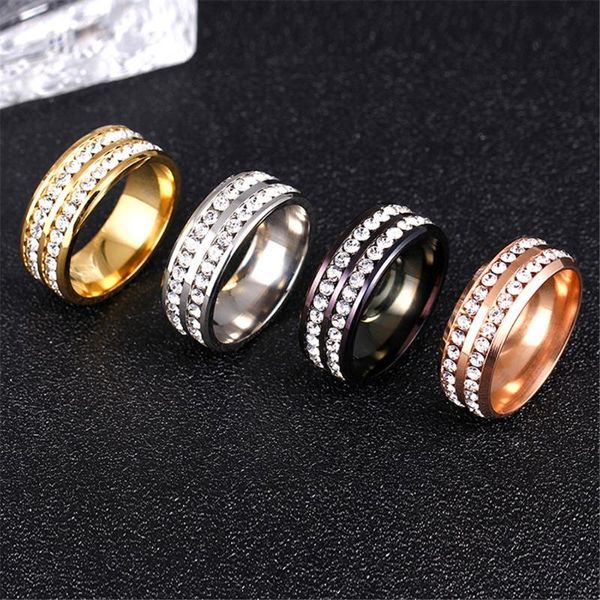 wedding rings loredana noble lady fashion simple 8mm width enchased double row zircon stainless steel ring for women. jz-428, Slivery;golden
wedding rings loredana noble lady fashion simple 8mm width enchased double row zircon stainless steel ring for women. jz-428, Slivery;golden