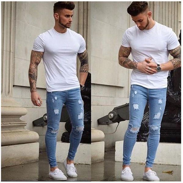 men's jeans men stylish ripped pants biker slim straight hip hop frayed denim trousers fashion skinny, Blue
men's jeans men stylish ripped pants biker slim straight hip hop frayed denim trousers fashion skinny, Blue