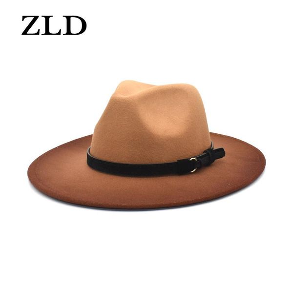 wide brim hats zld fashion women fedoras hat felt cap flat ladies gentleman elegant male jazz casual autumn winter caps, Blue;gray
wide brim hats zld fashion women fedoras hat felt cap flat ladies gentleman elegant male jazz casual autumn winter caps, Blue;gray