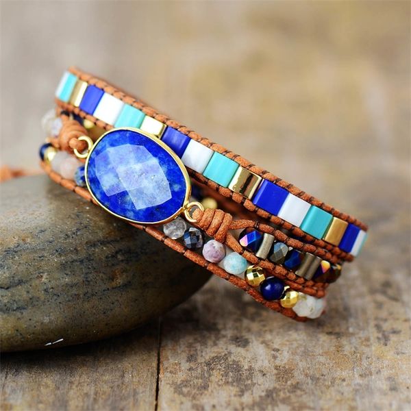 high end leather wrap bracelets w/ natural stone lapis lazuli beaded triple boho bracelet handmade beads jewelry wholesale y200730, Black
high end leather wrap bracelets w/ natural stone lapis lazuli beaded triple boho bracelet handmade beads jewelry wholesale y200730, Black