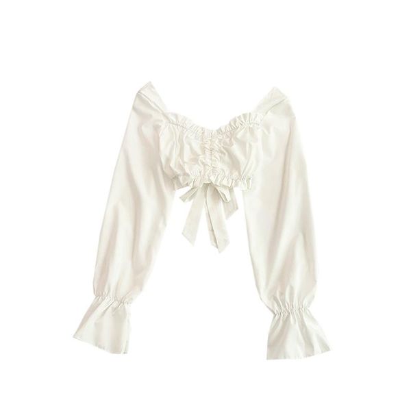women's blouses & shirts blouse women v-neck puff sleeve high waist exposed navel short chiffon lady femme 0sh116, White
women's blouses & shirts blouse women v-neck puff sleeve high waist exposed navel short chiffon lady femme 0sh116, White