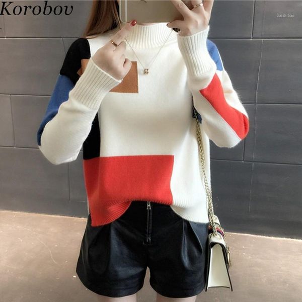 korobov 2018 autumn winter panelled women knitted fashion patchwork female pullovers long sleeve o-neck sueter mujer 510501, White;black
korobov 2018 autumn winter panelled women knitted fashion patchwork female pullovers long sleeve o-neck sueter mujer 510501, White;black