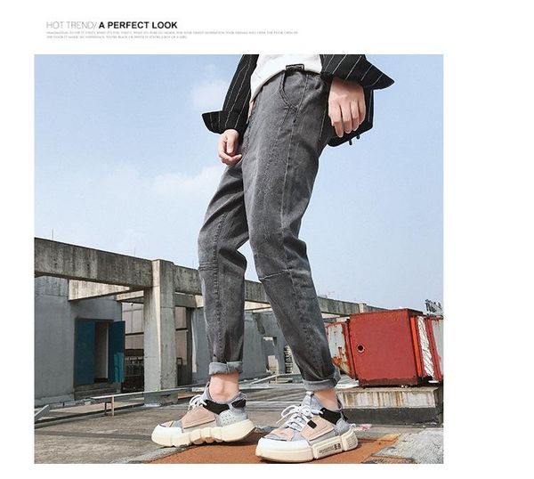 women's jeans spring and autumn elastic men's casual pants small leg korean version trend, Blue
women's jeans spring and autumn elastic men's casual pants small leg korean version trend, Blue