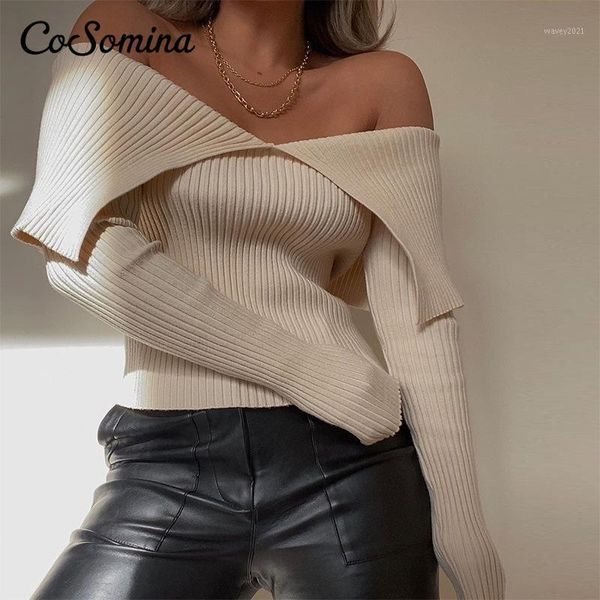 women's sweaters cosomina off-shoulder turn-down collar women's winter warm rib knitted pullovers fashion solid jumper female 1, White;black
women's sweaters cosomina off-shoulder turn-down collar women's winter warm rib knitted pullovers fashion solid jumper female 1, White;black