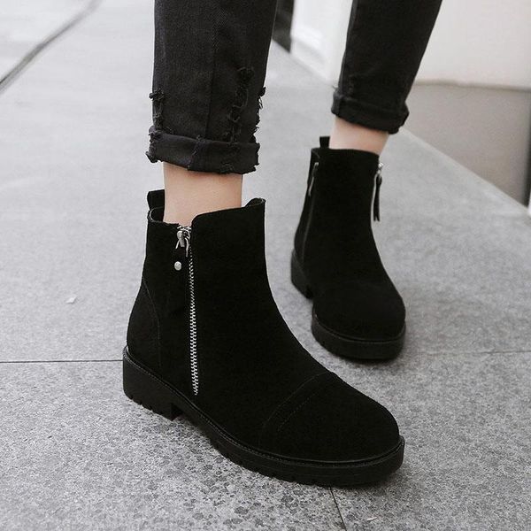 casual comfortable round toe flock ankle boots fashion zipper waterproof black low heel thick motorcycle boots women's shoes
casual comfortable round toe flock ankle boots fashion zipper waterproof black low heel thick motorcycle boots women's shoes