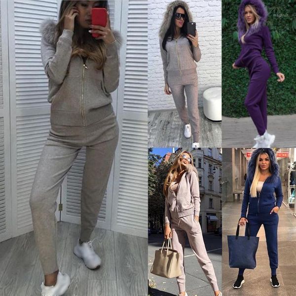 new women two-piece sets faux fur collar long sleeve hooded casual knit suit fashion slim explosions knitted trousers size1, Gray
new women two-piece sets faux fur collar long sleeve hooded casual knit suit fashion slim explosions knitted trousers size1, Gray
