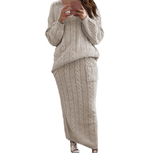 2020 new fashion autumn women dress ladies flower pin sweater long sleeve round neck one-line skirt set solid female skirt #t2g, Gray
2020 new fashion autumn women dress ladies flower pin sweater long sleeve round neck one-line skirt set solid female skirt #t2g, Gray