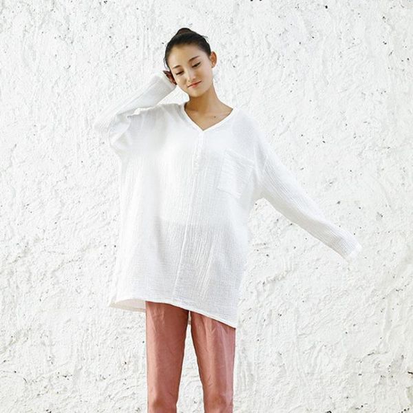 2020 spring original retro design long sleeve t-shirt cotton linen girl pullover plus size t shirt mori girl long harajuku, White
2020 spring original retro design long sleeve t-shirt cotton linen girl pullover plus size t shirt mori girl long harajuku, White