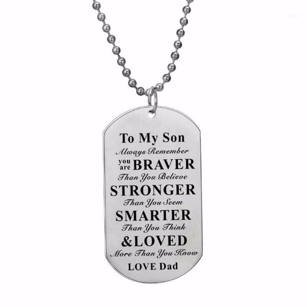 12pc/lot inspirational gift for son love dad necklace family gift always remember you are braver stainless steel dog tag pendant1, Silver
12pc/lot inspirational gift for son love dad necklace family gift always remember you are braver stainless steel dog tag pendant1, Silver