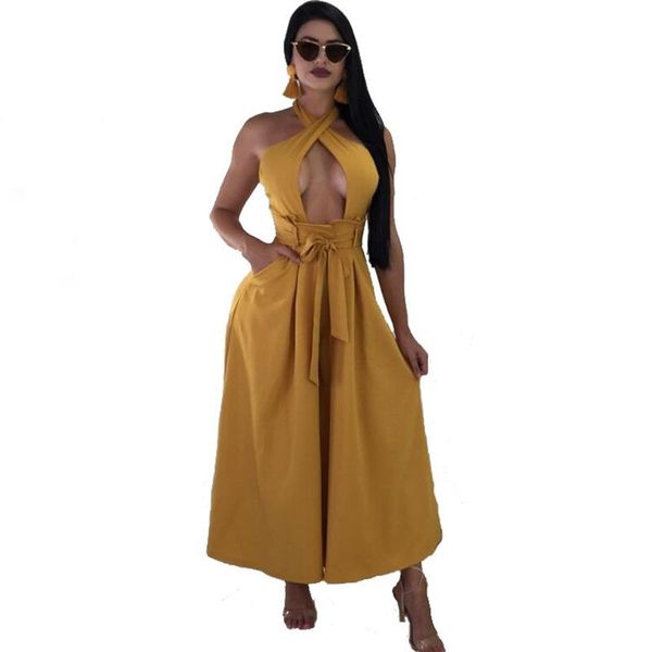 backless waist belted wide leg jumpsuit women halter neck hollow out sleeveless casual romper pants elegant party overalls, Black;white
backless waist belted wide leg jumpsuit women halter neck hollow out sleeveless casual romper pants elegant party overalls, Black;white