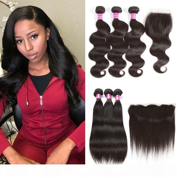 brazilian virgin hair straight human hair bundles with closure body wave weaves with frontal ear to ear accessories hair extension wefts, Black
brazilian virgin hair straight human hair bundles with closure body wave weaves with frontal ear to ear accessories hair extension wefts, Black