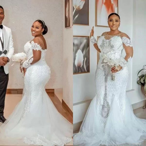2021 plus size wedding dresses bridal gown with long sleeves tulle sweep train beaded lace applique custom made chapel vestido de novia, White
2021 plus size wedding dresses bridal gown with long sleeves tulle sweep train beaded lace applique custom made chapel vestido de novia, White