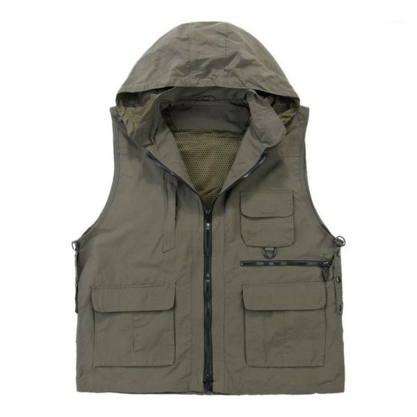 2020 men's multi-pockets quick-dry waterproof vest stand collar hooded mesh canvas stitching vest1, Black;white
2020 men's multi-pockets quick-dry waterproof vest stand collar hooded mesh canvas stitching vest1, Black;white