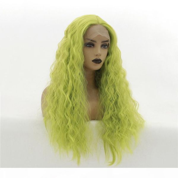180% density long green hair loose wave hair lace wigs middle part glueless synthetic lace front wigs for fashion women, Black
180% density long green hair loose wave hair lace wigs middle part glueless synthetic lace front wigs for fashion women, Black