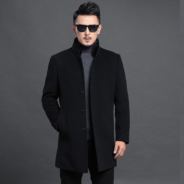 men's wool & blends fall and winter of 2021 middle-aged woolen cloth coat collar mink hair clip cotton thickening warm, Black
men's wool & blends fall and winter of 2021 middle-aged woolen cloth coat collar mink hair clip cotton thickening warm, Black