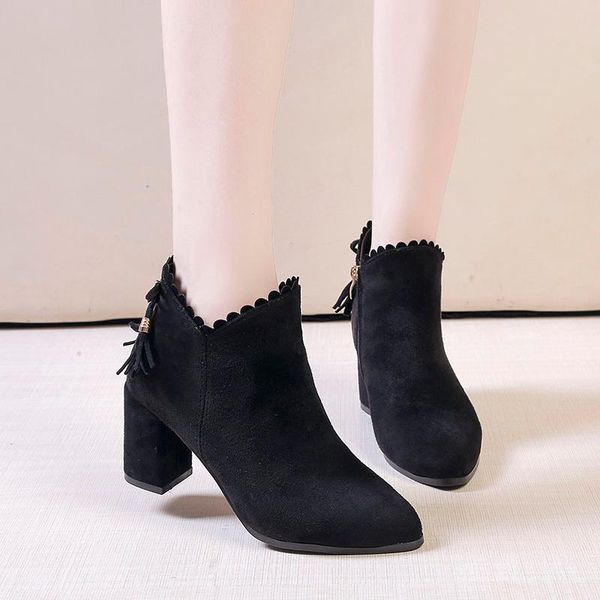 boots high heel suede women's ankle ruffled plush black women shoes autumn winter fringed pointed toe zipper female short
boots high heel suede women's ankle ruffled plush black women shoes autumn winter fringed pointed toe zipper female short