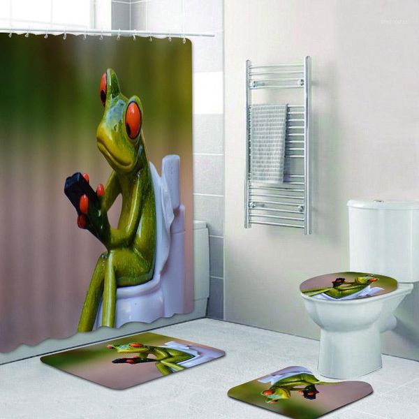 funny 3d frog on toilet shower curtain set porcelain tree frog bathroom curtain kid bath mats rugs carpet home decor accessories1
funny 3d frog on toilet shower curtain set porcelain tree frog bathroom curtain kid bath mats rugs carpet home decor accessories1