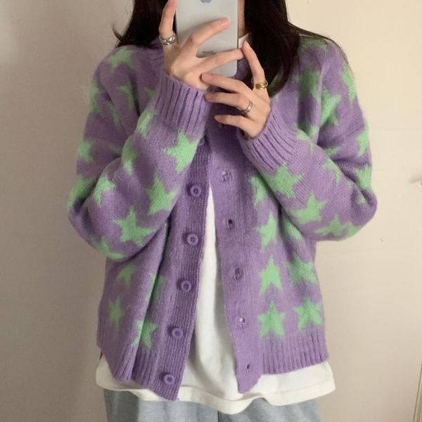 women's knits & tees winter single breasted cardigans sweater female loose knitting cardigan coat stars pattern fashion, White
women's knits & tees winter single breasted cardigans sweater female loose knitting cardigan coat stars pattern fashion, White