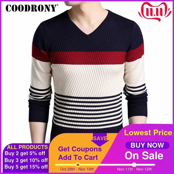 coodrony sweaters thick warm pullover men casual striped v-neck sweater men clothing autumn winter knitwear pull homme 8162 201104, White;black
coodrony sweaters thick warm pullover men casual striped v-neck sweater men clothing autumn winter knitwear pull homme 8162 201104, White;black