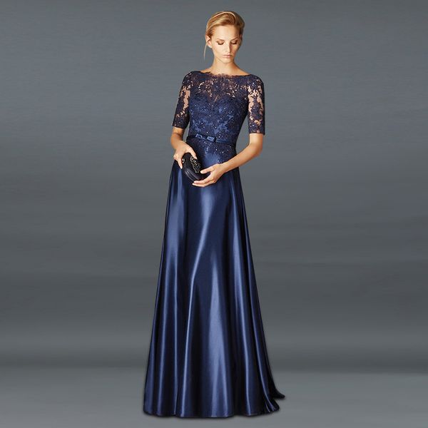 elegant navy blue mother of the bride dresses a line satin half sleeves appliques long groom godmother evening dresses for wedding party ves, Black;red
elegant navy blue mother of the bride dresses a line satin half sleeves appliques long groom godmother evening dresses for wedding party ves, Black;red
