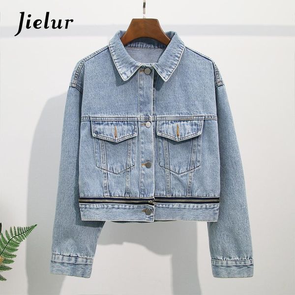 women's jackets 2021 autumn denim jacket women korean version loose button zippers pockets short coat wild casual female top, Black;brown
women's jackets 2021 autumn denim jacket women korean version loose button zippers pockets short coat wild casual female top, Black;brown