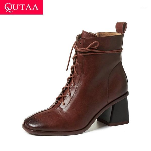 boots qutaa 2021 lace up zipper ankle cow leather autumn winter ladies shoes square high heel fashion women size 34-421, Black
boots qutaa 2021 lace up zipper ankle cow leather autumn winter ladies shoes square high heel fashion women size 34-421, Black
