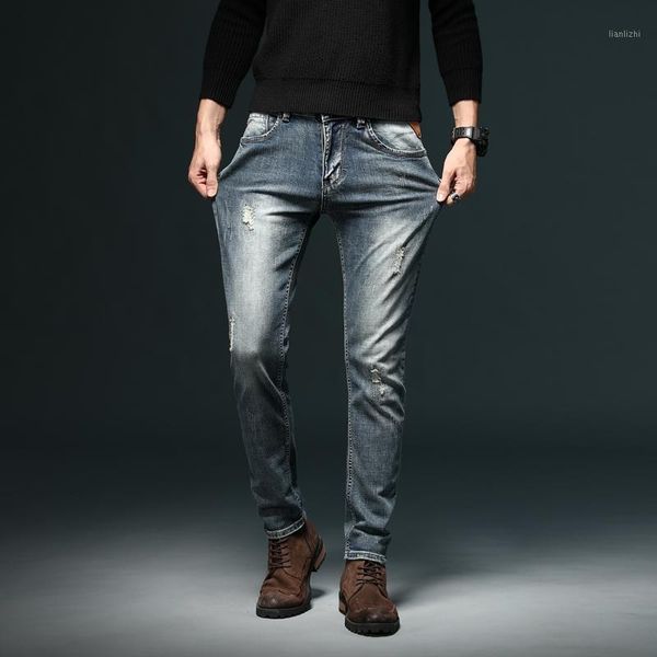 mens jeans holes frayed hip hop ripped blue stretch streetwear distressed moto biker jeans male denim pants,m0041
mens jeans holes frayed hip hop ripped blue stretch streetwear distressed moto biker jeans male denim pants,m0041