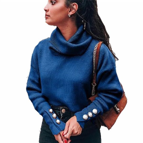 women turtle neck sweater button long sleeve autumn loose warm sweater famale solid color clothes, White;black
women turtle neck sweater button long sleeve autumn loose warm sweater famale solid color clothes, White;black