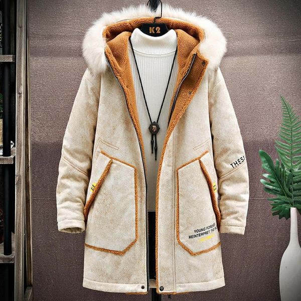 men's down & parkas lambswool retro jacket men patchwork hooded fur collar casual long thicken kurtka meska winter coat de50mmf, Black
men's down & parkas lambswool retro jacket men patchwork hooded fur collar casual long thicken kurtka meska winter coat de50mmf, Black
