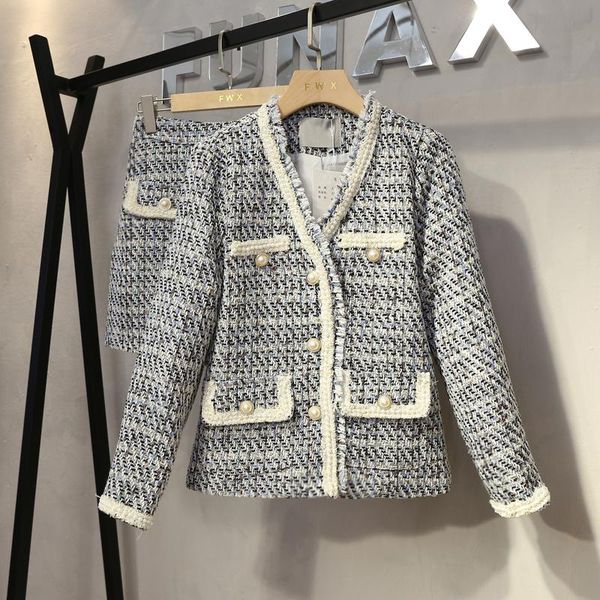 women's tracksuits fall winter korean business woolen 2 piece set women tweed jacket coat + skirt suits ladies two outfits ensemble fem, Gray
women's tracksuits fall winter korean business woolen 2 piece set women tweed jacket coat + skirt suits ladies two outfits ensemble fem, Gray