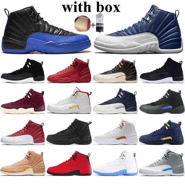 with box jumpman 12 12s basketball shoes for men reverse taxi indigo flu game dark grey mens boys trainers sports sneakers fashion runners, White;red 
with box jumpman 12 12s basketball shoes for men reverse taxi indigo flu game dark grey mens boys trainers sports sneakers fashion runners, White;red