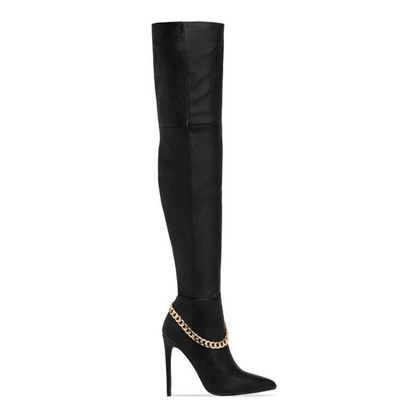 autumn winter women shoes pu leather thigh high boots black high heels chain pointed toe ladies over the knee long boots
autumn winter women shoes pu leather thigh high boots black high heels chain pointed toe ladies over the knee long boots