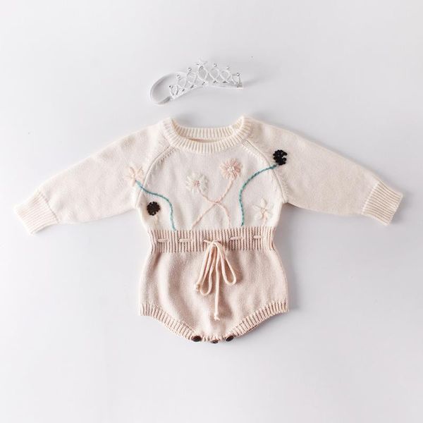 pullover 0-24m romper long sleeve bodysuit jumpsuits born embroidery flower lovely knitted sweet baby girls sweaters clothing, Blue 
pullover 0-24m romper long sleeve bodysuit jumpsuits born embroidery flower lovely knitted sweet baby girls sweaters clothing, Blue