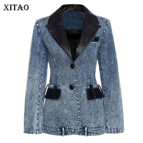 xitao single breast blazer pocket goddess fan full sleeve 2020 winter patchwork pu minority elegant casual style coat dzl2494, White;black
xitao single breast blazer pocket goddess fan full sleeve 2020 winter patchwork pu minority elegant casual style coat dzl2494, White;black