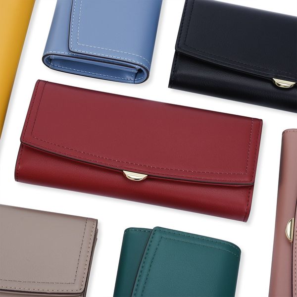 new wallet women's multi card holding bag women's long solid color three fold wallet coin card purse, Red;black
new wallet women's multi card holding bag women's long solid color three fold wallet coin card purse, Red;black