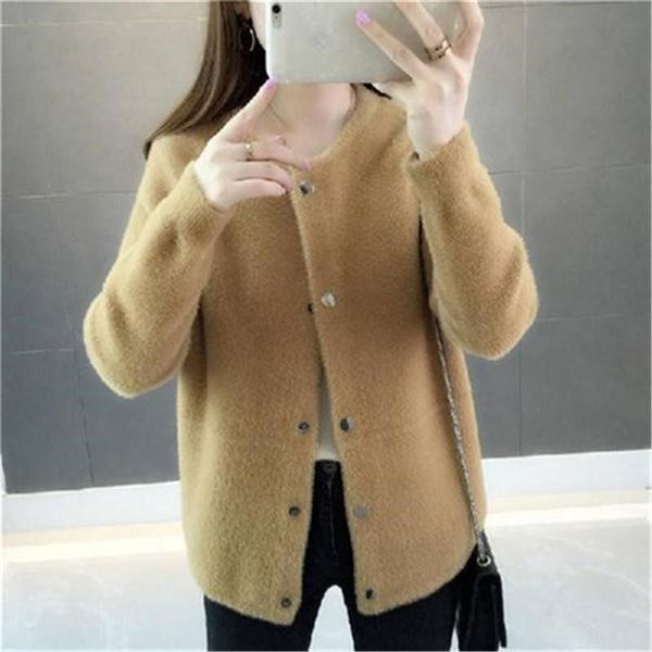 women's knits & tees loose velvet long-sleeved cardigan autumn and winter sweater coat, White
women's knits & tees loose velvet long-sleeved cardigan autumn and winter sweater coat, White